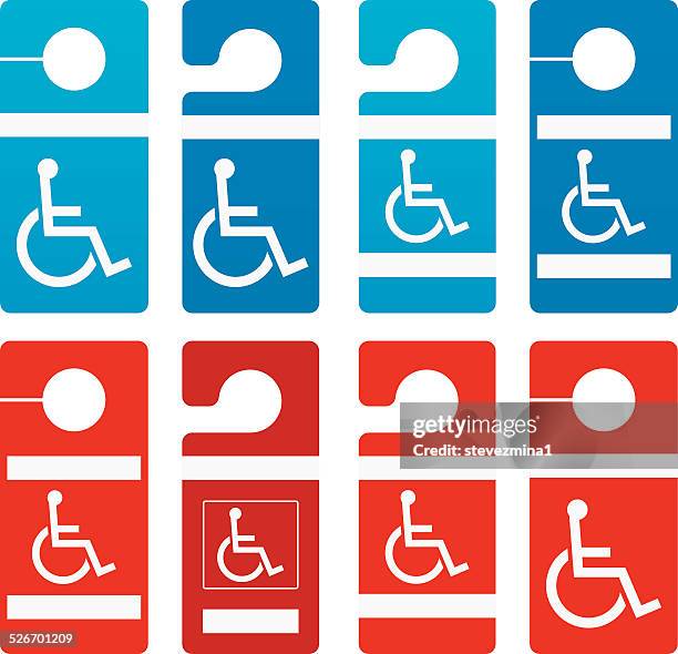 disabled parking signs - disabled accessible boarding sign stock illustrations