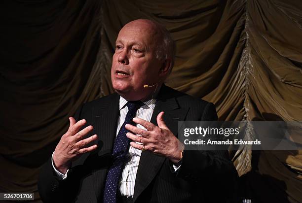 Writer Julian Fellowes attends the LACMA and Writers Bloc presentation of Julian Fellowes In Conversation with Patt Morrison at the Bing Theatre at...