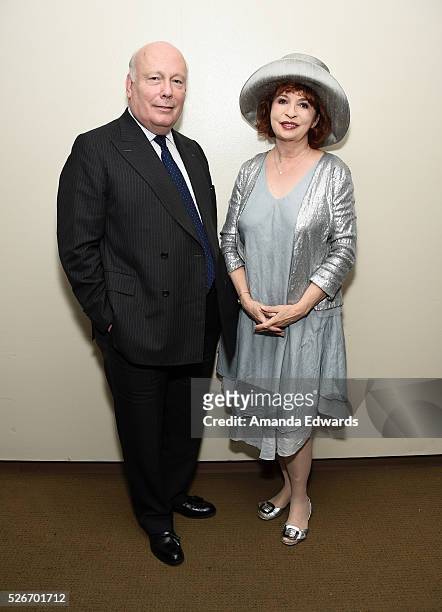 Writers Julian Fellowes and Patt Morrison attend the LACMA and Writers Bloc presentation of Julian Fellowes In Conversation with Patt Morrison at the...