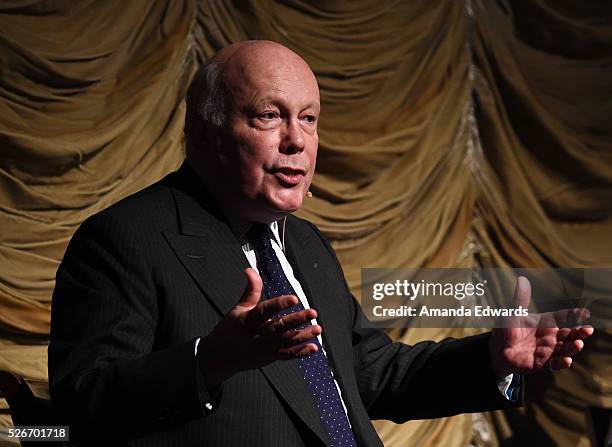 Writer Julian Fellowes attends the LACMA and Writers Bloc presentation of Julian Fellowes In Conversation with Patt Morrison at the Bing Theatre at...