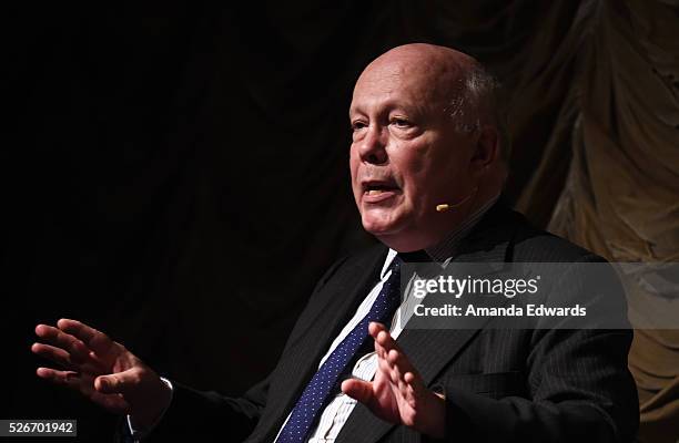 Writer Julian Fellowes attends the LACMA and Writers Bloc presentation of Julian Fellowes In Conversation with Patt Morrison at the Bing Theatre at...