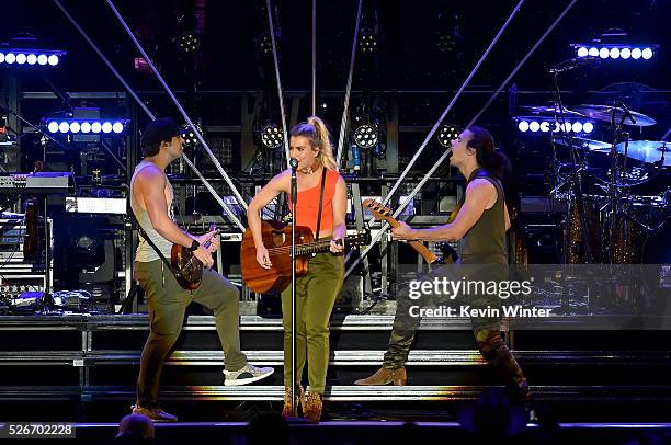 Recording artists Neil Perry, Kimberly Perry and Reid Perry of The Band Perry perform onstage during 2016 Stagecoach California's Country Music...