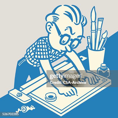 Man Drawing on Table Man Drawing on Table