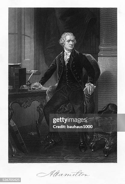 alexander hamilton engraving - alexander hamilton stock illustrations