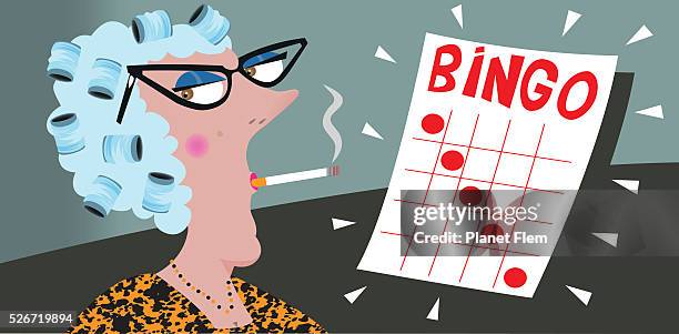 ilustraciones, imágenes clip art, dibujos animados e iconos de stock de jugador bingo - bingo