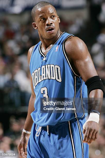 Steve Francis of the Orlando Magic stands on the court during the game against the Dallas Mavericks at American Airlines Arena on April 5, 2005 in...
