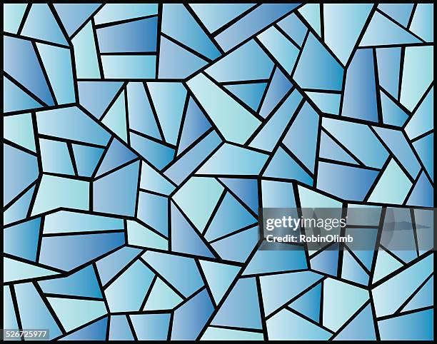 stockillustraties, clipart, cartoons en iconen met blue stained glass background - stained glass