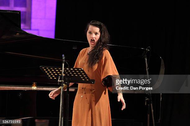 Soprano singer Anna Prohaska singing in concert in the Mary Nathaniel Golden Hall of Friendship YMCA, Jerusalem during the Seventeenth Jerusalem...