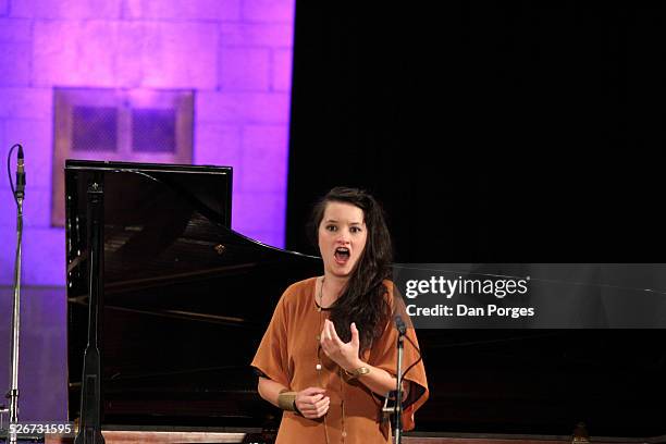 Soprano singer Anna Prohaska singing in concert in the Mary Nathaniel Golden Hall of Friendship YMCA, Jerusalem during the Seventeenth Jerusalem...