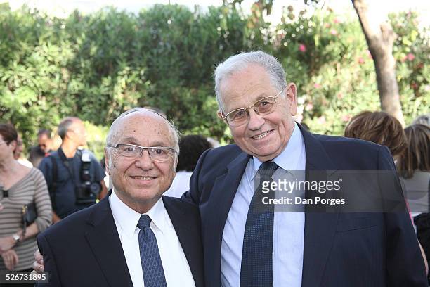 Yaakov Neeman , former Finance Minister and Joseph Ciechanover an Israeli diplomat and businessman, about to receive from the French Ambassador to...