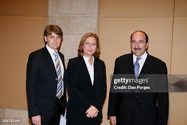 Tzipi Livni, then Foreign Minister and currently Minister of Justice posing with Dore Gold former Ambassador to the UN and currently head of JPCA and...