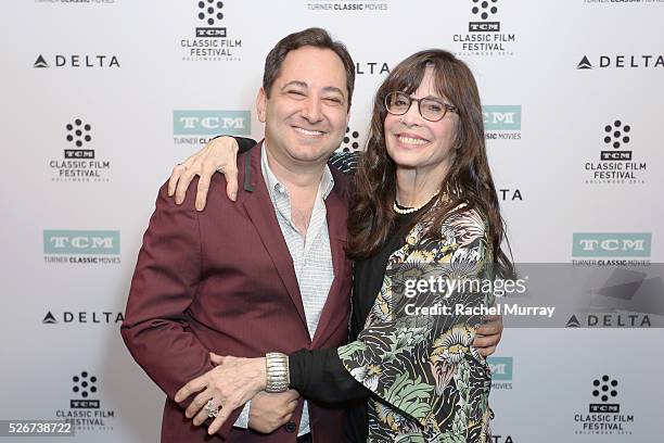 Columnist Scott Feinberg and actress Talia Shire attend 'Rocky' screening during day 3 of the TCM Classic Film Festival 2016 on April 30, 2016 in Los...