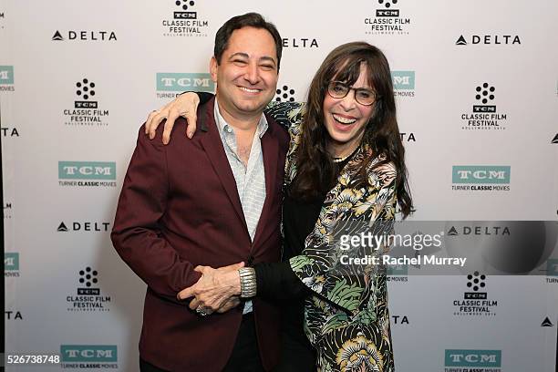 Columnist Scott Feinberg and actress Talia Shire attend 'Rocky' screening during day 3 of the TCM Classic Film Festival 2016 on April 30, 2016 in Los...