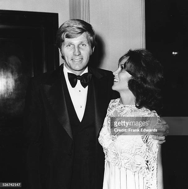 Actor Gary Collins with his arm around his wife, former Miss America Mary Ann Mobley, attending the Marianne Frostig Center benefit at the Cocoanut...
