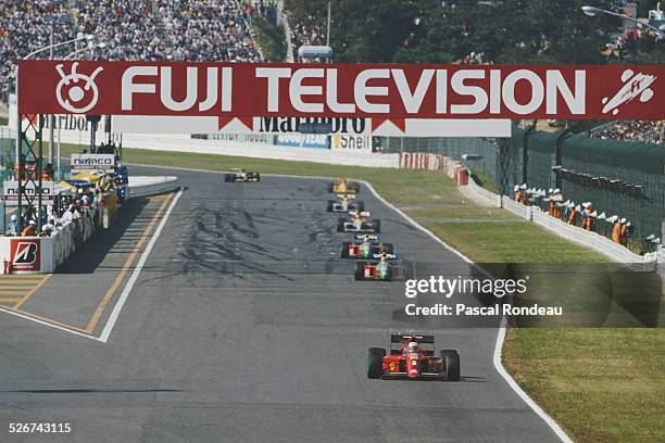 Nigel Mansell of Great Britain drives the Scuderia Ferrari SpAFerrari F1-90-2 Ferrari V12 during the Fuji Television Japanese Grand Prix on 21st...