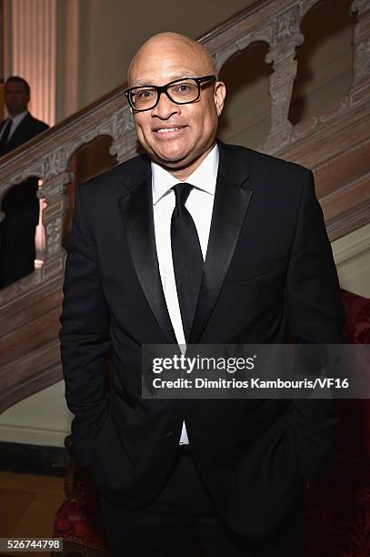 Larry Wilmore attends the Bloomberg & Vanity Fair cocktail reception following the 2015 WHCA Dinner at the residence of the French Ambassador on...