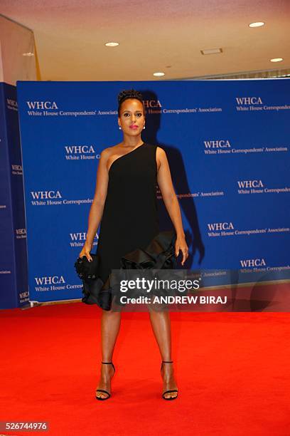 Actress Kerry Washington arrives for the 102nd White House Correspondents' Association Dinner in Washington, DC, on April 30, 2016. / AFP / Andrew...