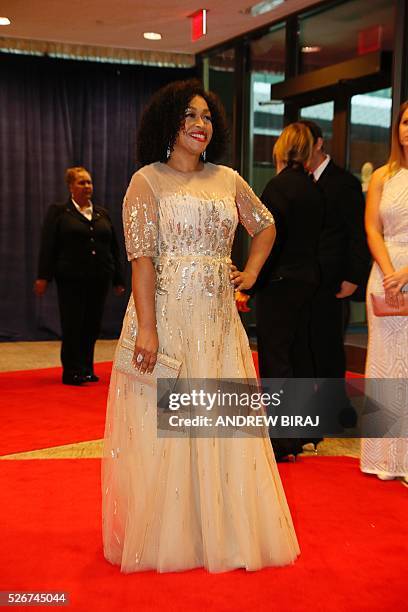 Television producer Shonda Rhimes arrives for the 102nd White House Correspondents' Association Dinner in Washington, DC, on April 30, 2016. / AFP /...