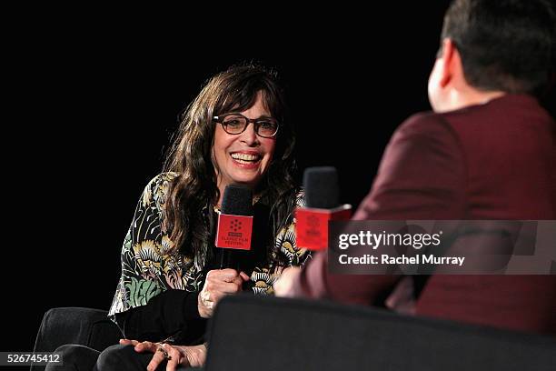 Actress Talia Shire speaks onstage at 'Rocky' screening during day 3 of the TCM Classic Film Festival 2016 on April 30, 2016 in Los Angeles,...