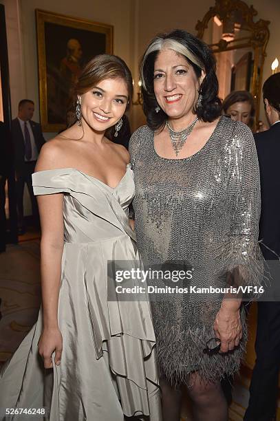 Daniela Lopez and Tammy Haddad attend the Bloomberg & Vanity Fair cocktail reception following the 2015 WHCA Dinner at the residence of the French...