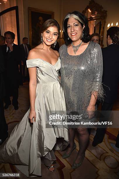 Daniela Lopez and Tammy Haddad attend the Bloomberg & Vanity Fair cocktail reception following the 2015 WHCA Dinner at the residence of the French...