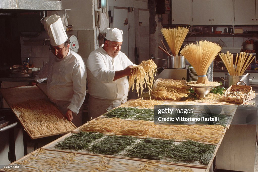 Chefs Prepare Spaghetti