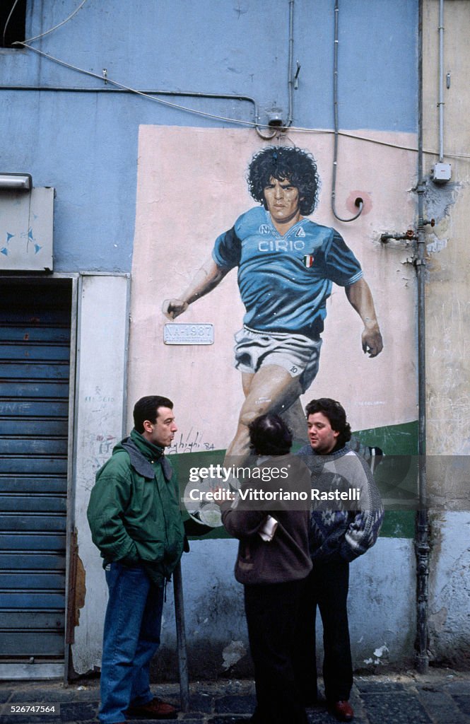 Mural of Maradona in Street