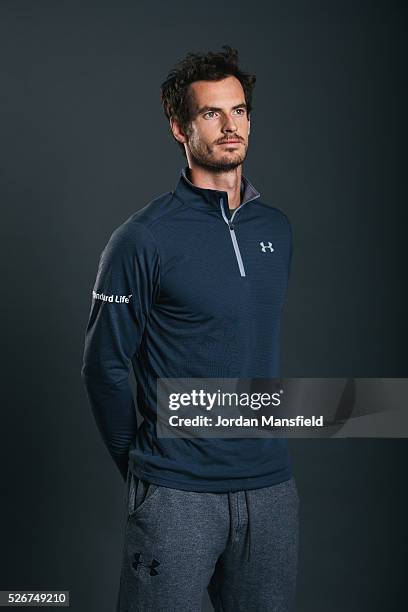 Andy Murray poses for a portrait during the Andy Murray Live Presented By SSE Launch at Wimbledon on April 22, 2016 in London, England.