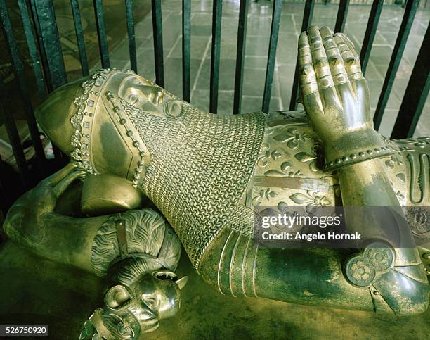 This gilt bronze effigy of Edward the Black Prince from 1376 is situated at the south side of Trinity Chapel in Canterbury Cathedral. Edward was...