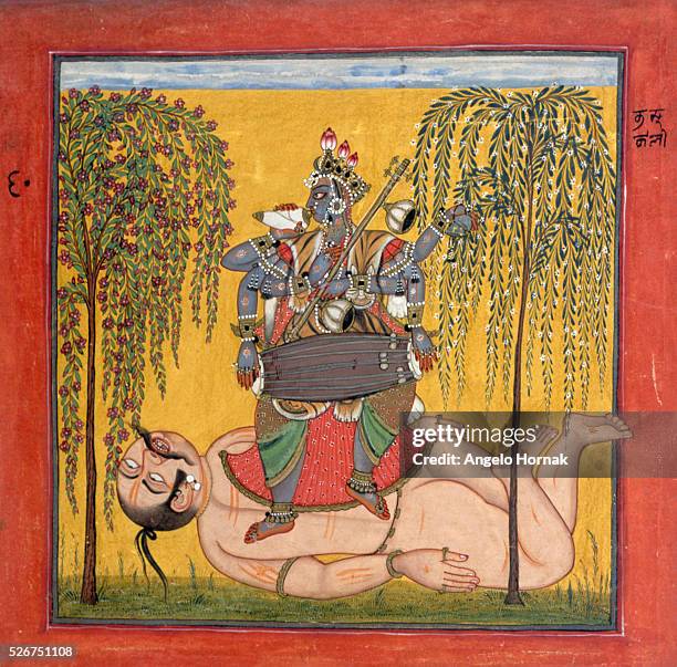 The Hindu goddess Kali the Black dances on the corpse of one of her victims.