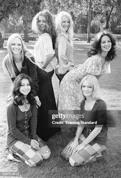 Portrait of British television dance troop Pan's People: Ruth Pearson, Flick Colby, Louise Clark, Barbara Lord, Dee Dee Wilde and Andy Rutherford,...