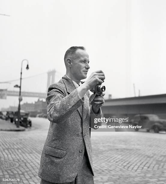 Henri Cartier-Bresson photographs the streets of Brooklyn near the Brooklyn Bridge. His work in Brooklyn was chronicled in a photographic essay for...