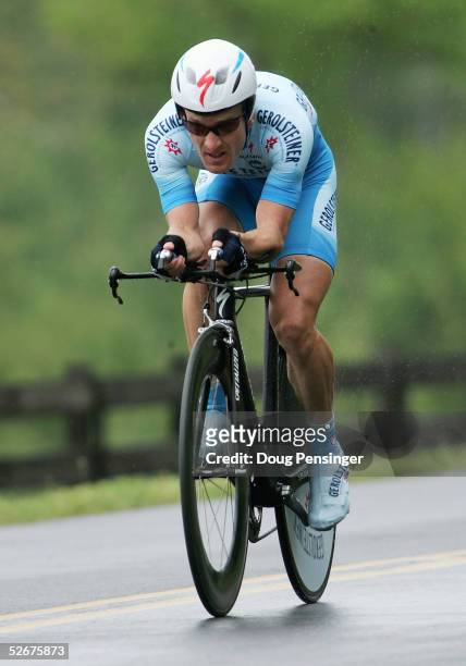 Levi Leipheimer of the U.S. And riding for Gerolsteiner rides in the individual time trial as he finished sixth during stage three of the Tour de...