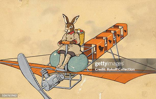 Postcard of Flying Easter Bunny