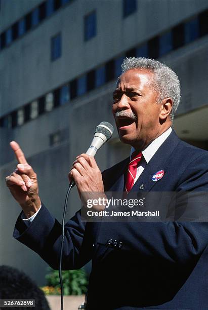 David Dinkins giving a speech during his campaign for Mayor of New York.