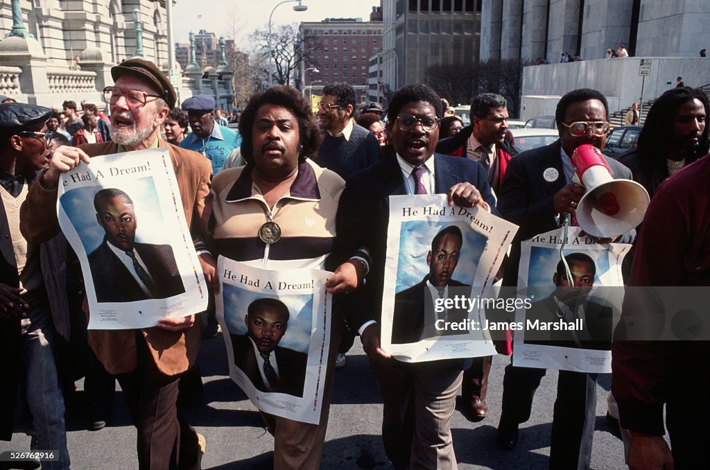 Civil Rights Protestor Al Sharpton and other notable civil rights activists lead a... News ...