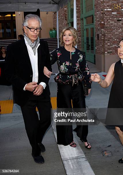 Actress Jane Fonda and Music Producer Richard Perry attend the Pasadena Playhouse Gala at The Pasadena Playhouse on April 30, 2016 in Pasadena,...