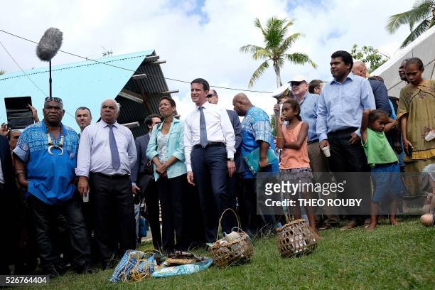 French Prime Minister Manuel Valls and French Overseas Minister George Pau-Langevin visit the Easo touristic area on the island of Lifou in New...