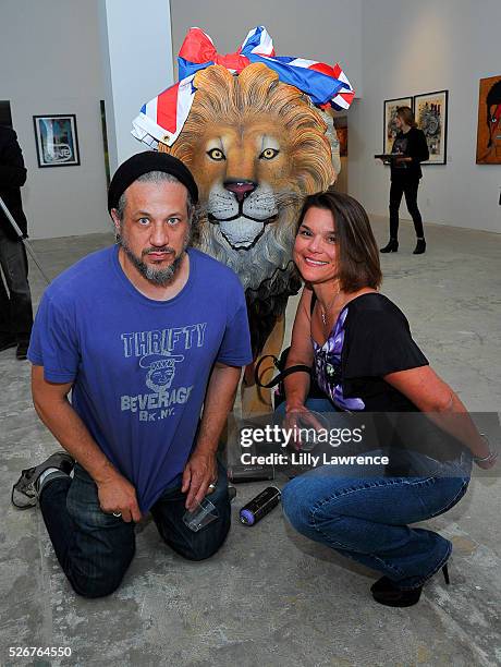 Actor Joseph D. Reitman and guest attend Sur le Mur's "LA to London Street Week" art show and benefit for Rock Against Trafficking on April 30, 2016...