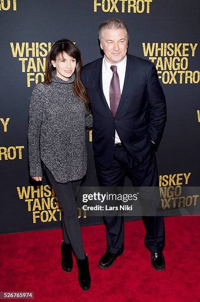 Hilaria Thomas and Alec Baldwin attend the "Whiskey Tango Foxtrot" New York Premiere at the AMC Loews Lincoln Square 13 in New York City. �� LAN