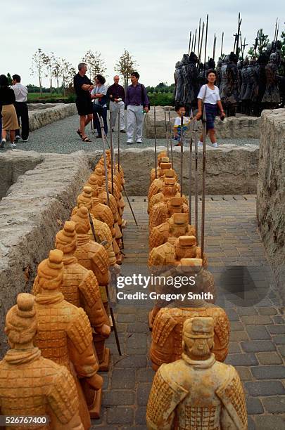 Emperor Qin Shi Huangdi's terra cotta army stands in the Forbidden Gardens, a smaller replica of Beijing's Forbidden City found in Katy, Texas.