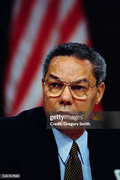 Colin Powell, former General and Chairman of the Joint Chiefs of Staff, in a conference at the James A. Baker III Institute for Public Policy at Rice...