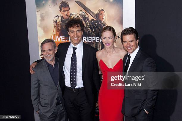 Erwin Stoff, Doug Liman, Emily Blunt and Tom Cruise attend the "Edge of Tomorrow" New York Premiere at the AMC Lincoln Square in New York City. �� LAN