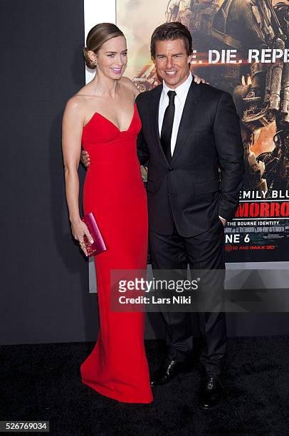 Emily Blunt and Tom Cruise attend the "Edge of Tomorrow" New York Premiere at the AMC Lincoln Square in New York City. �� LAN