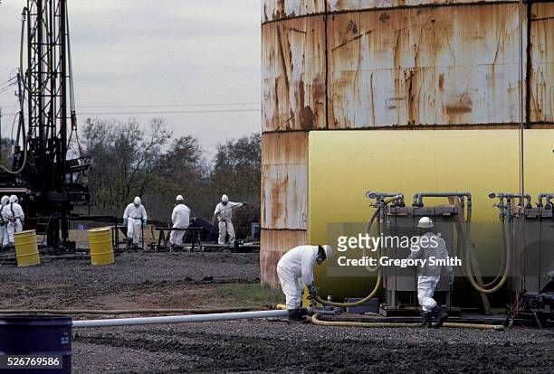 "Superfund" Environmental Protection Agency workers at designated special polluted sites near the Houston, Texas area.