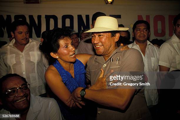 General Manuel Noriega under the influence at a social gathering. Photo taken in February 1988.