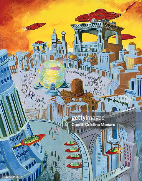 Painting of Futuristic City by Anton Brzezinski