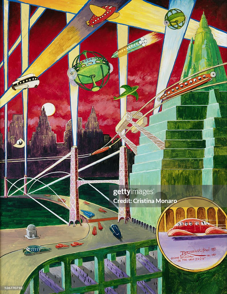 Painting of Science Fiction Cityscape by Anton Brzezinski