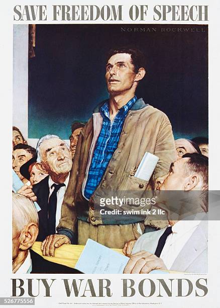Save Freedom of Speech, Buy War Bonds Poster by Norman Rockwell