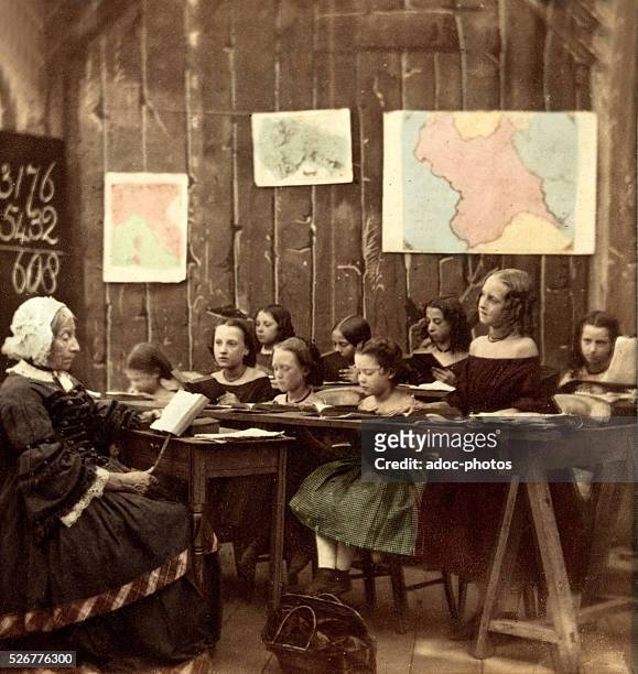 Girl school . Ca. 1860.